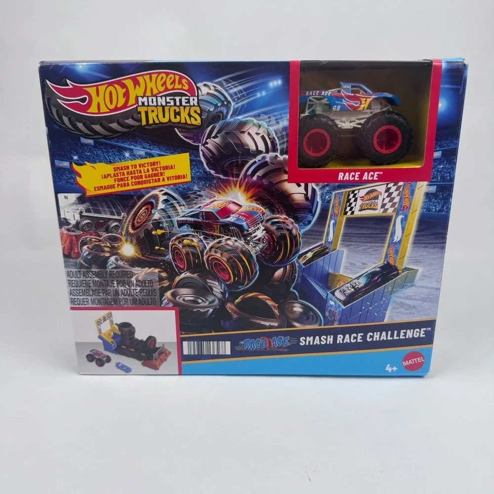 NEW Hot Wheels Monster Trucks Race Ace Smash Race Challenge